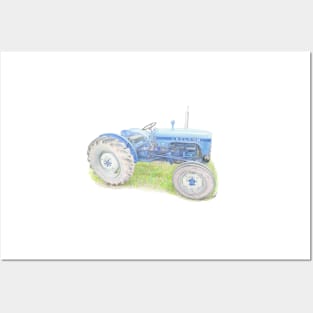 Blue Classic Tractor Posters and Art